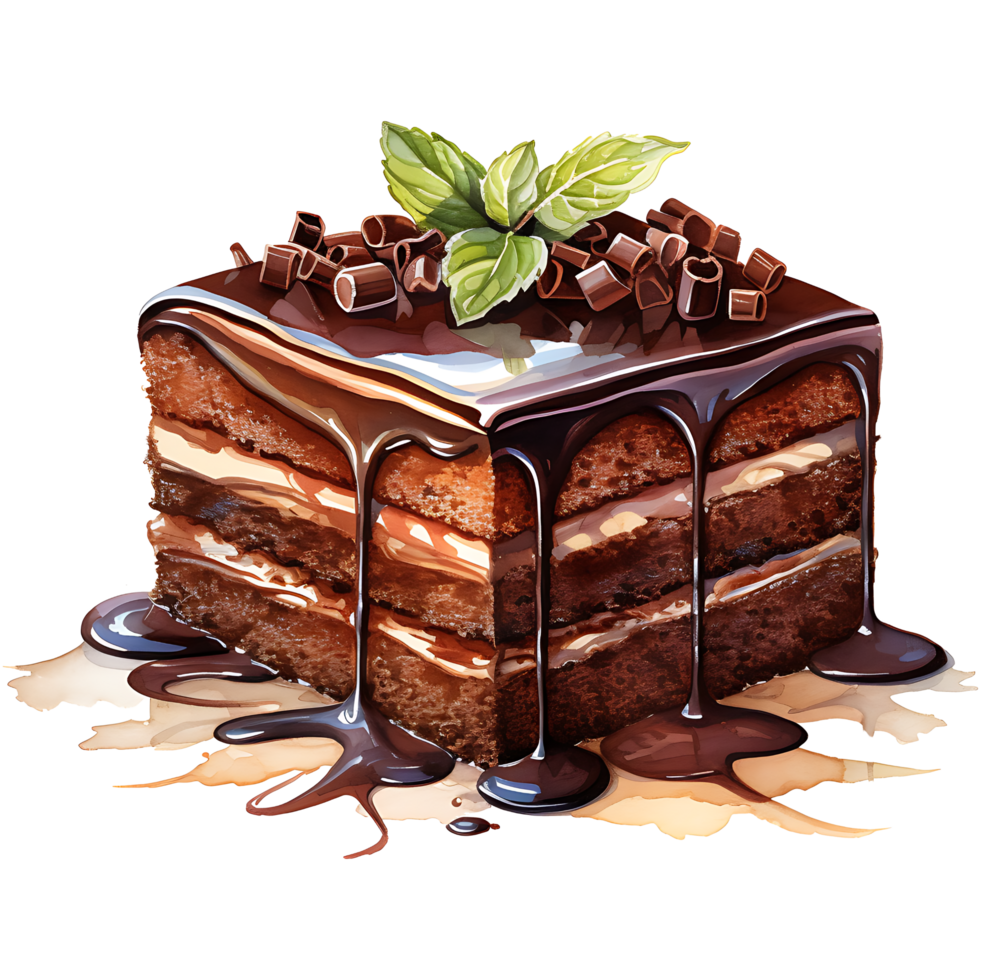 dark chocolate cake with  on a transparent background AI Generative png