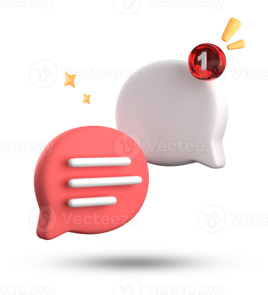 3d rendering of speech bubble with notification icons, 3D pastel chat icon set. Set of 3d speak bubble. png