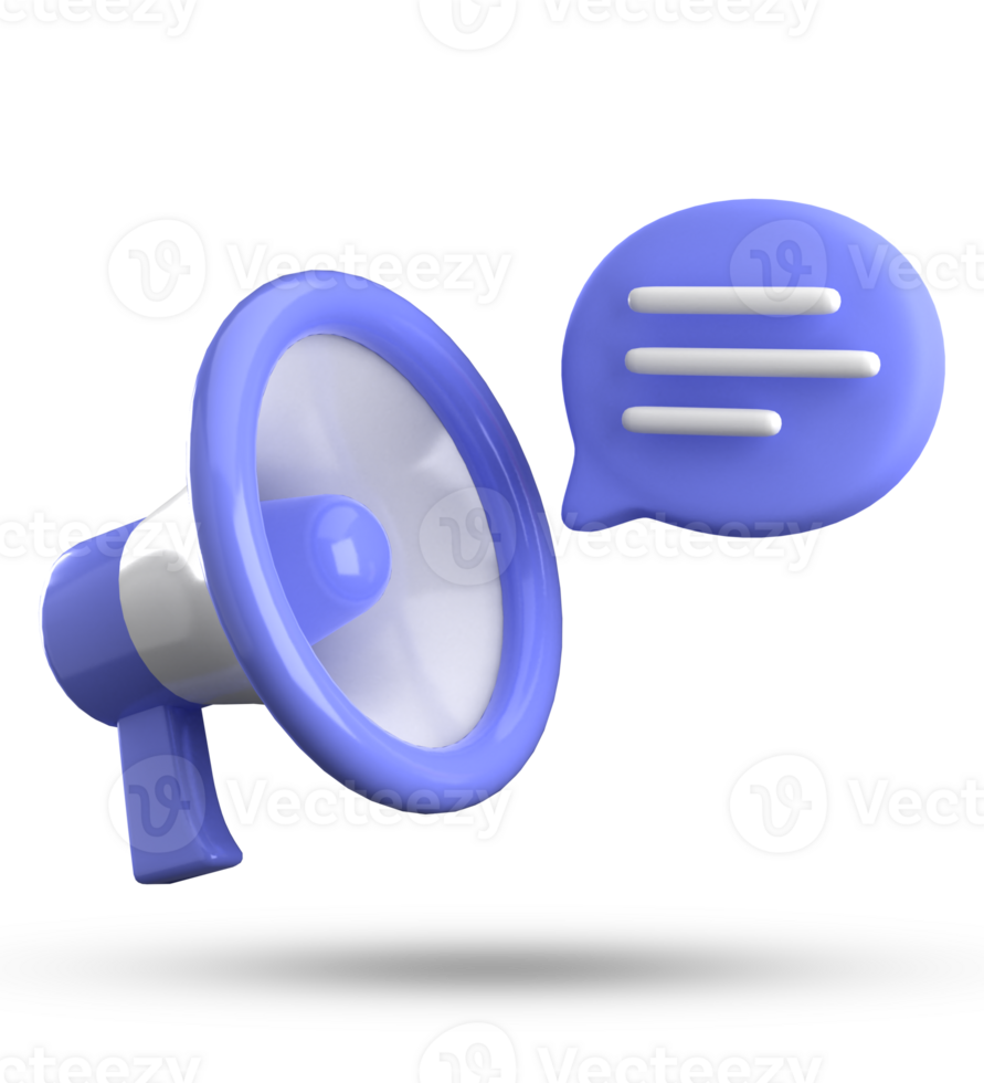3d rendering of megaphone and speech bubble icons, 3D pastel chat icon set. png