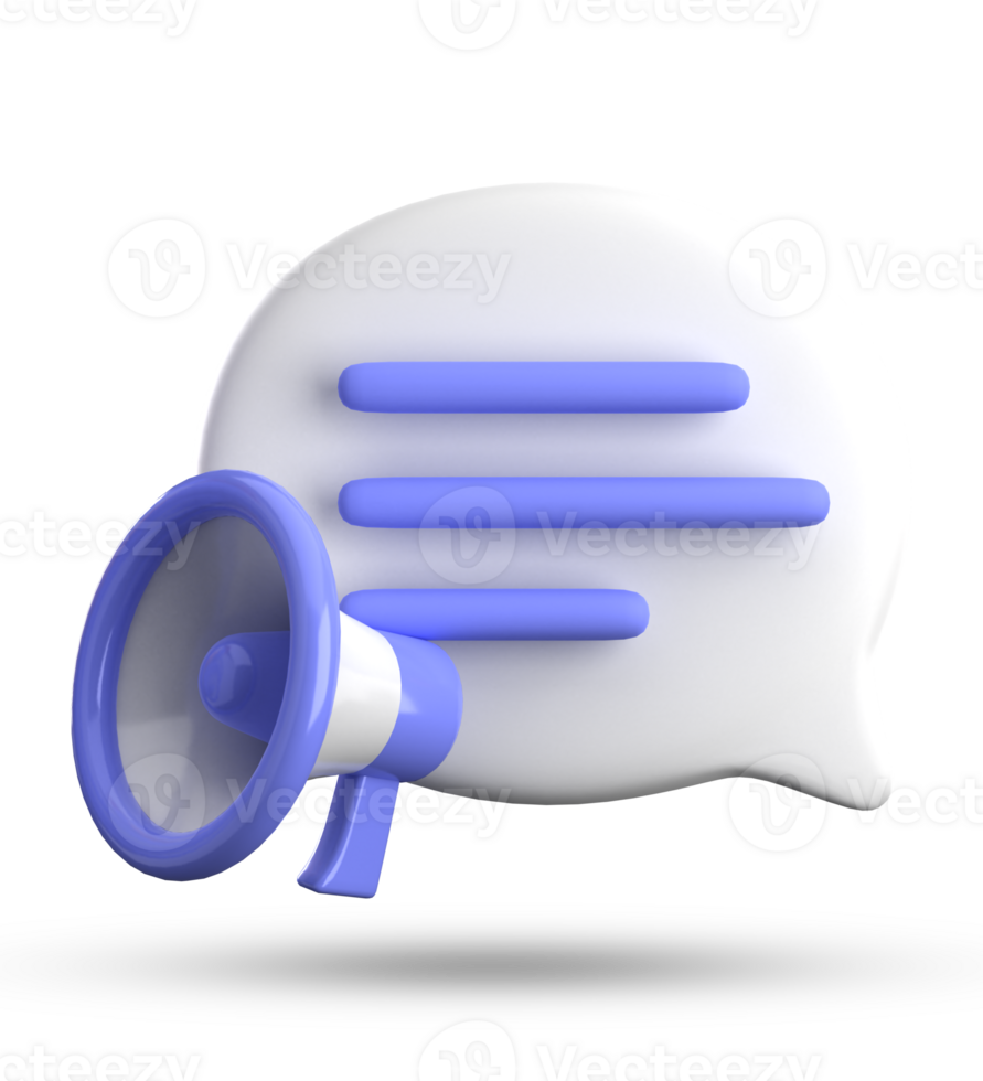 3d rendering of megaphone and speech bubble icons, 3D pastel chat icon set. png