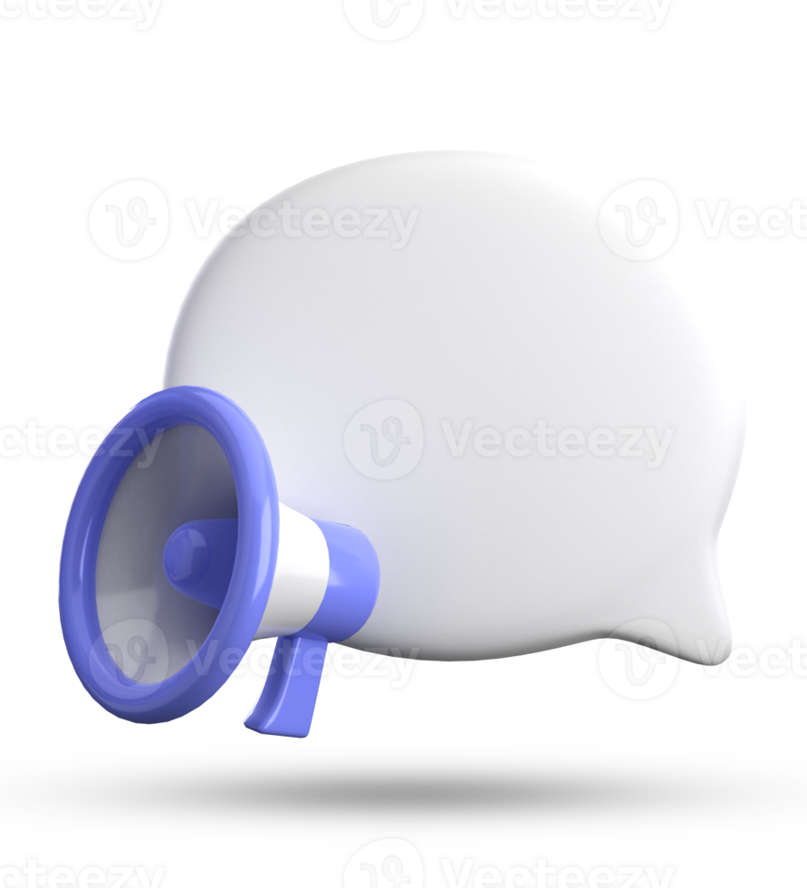 3d rendering of megaphone and speech bubble icons, 3D pastel chat icon set. png