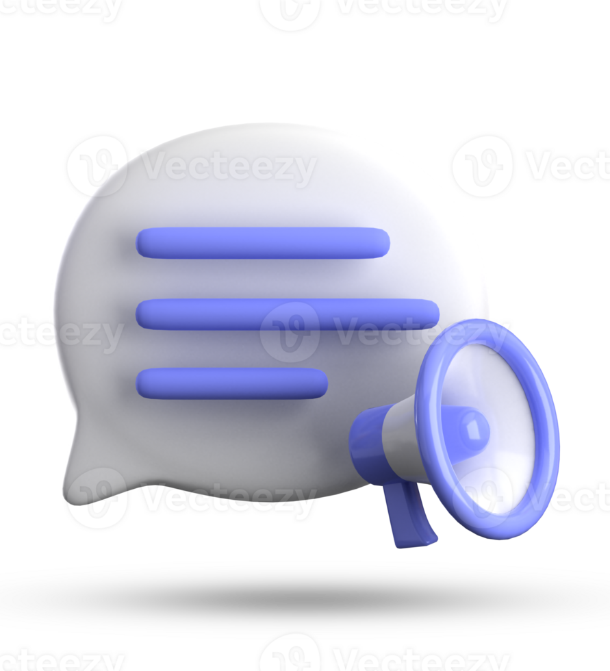 3d rendering of megaphone and speech bubble icons, 3D pastel chat icon set. png