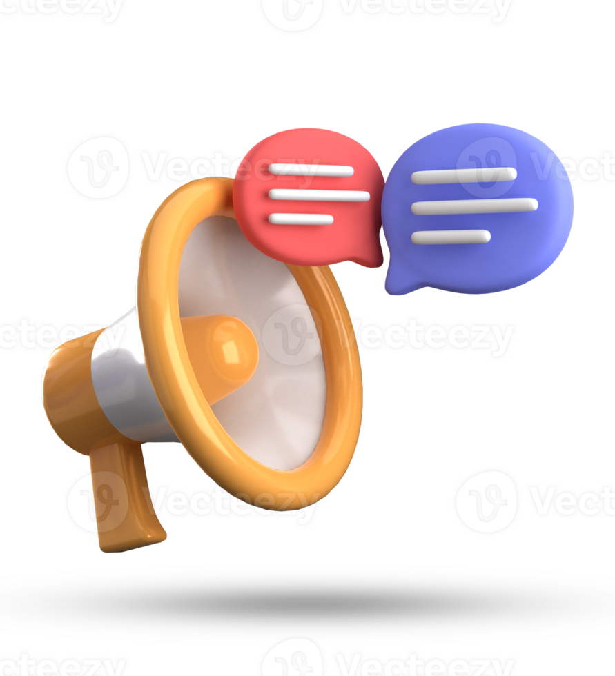 3d rendering of megaphone and speech bubble icons, 3D pastel chat icon set. png