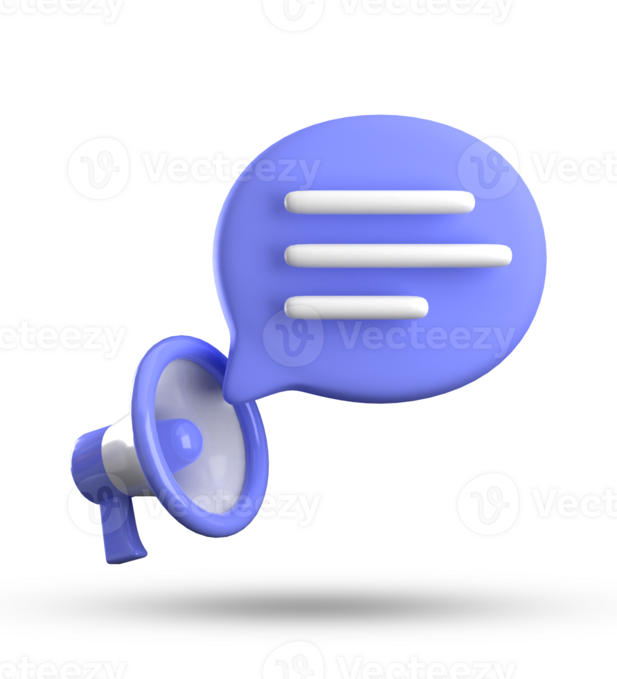 3d representación de megáfono y habla burbuja iconos, 3d pastel charla icono colocar. png