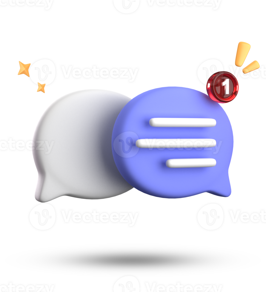 3d rendering of speech bubble with notification icons, 3D pastel chat icon set. Set of 3d speak bubble. png