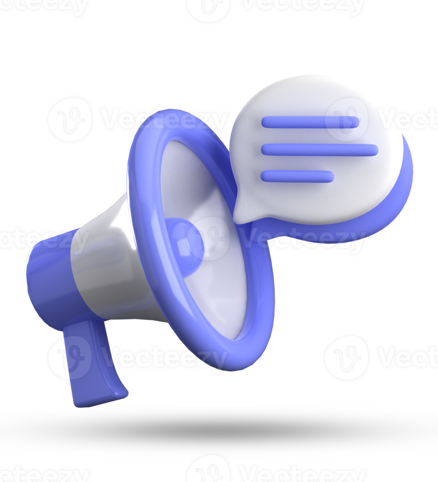 3d rendering of megaphone and speech bubble icons, 3D pastel chat icon set. png