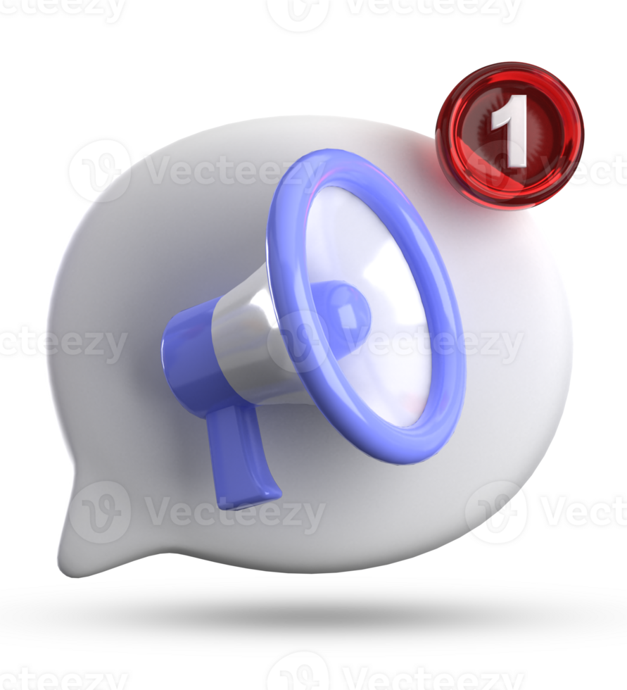 3d rendering of megaphone and speech bubble with notification icons, 3D pastel chat icon set. png