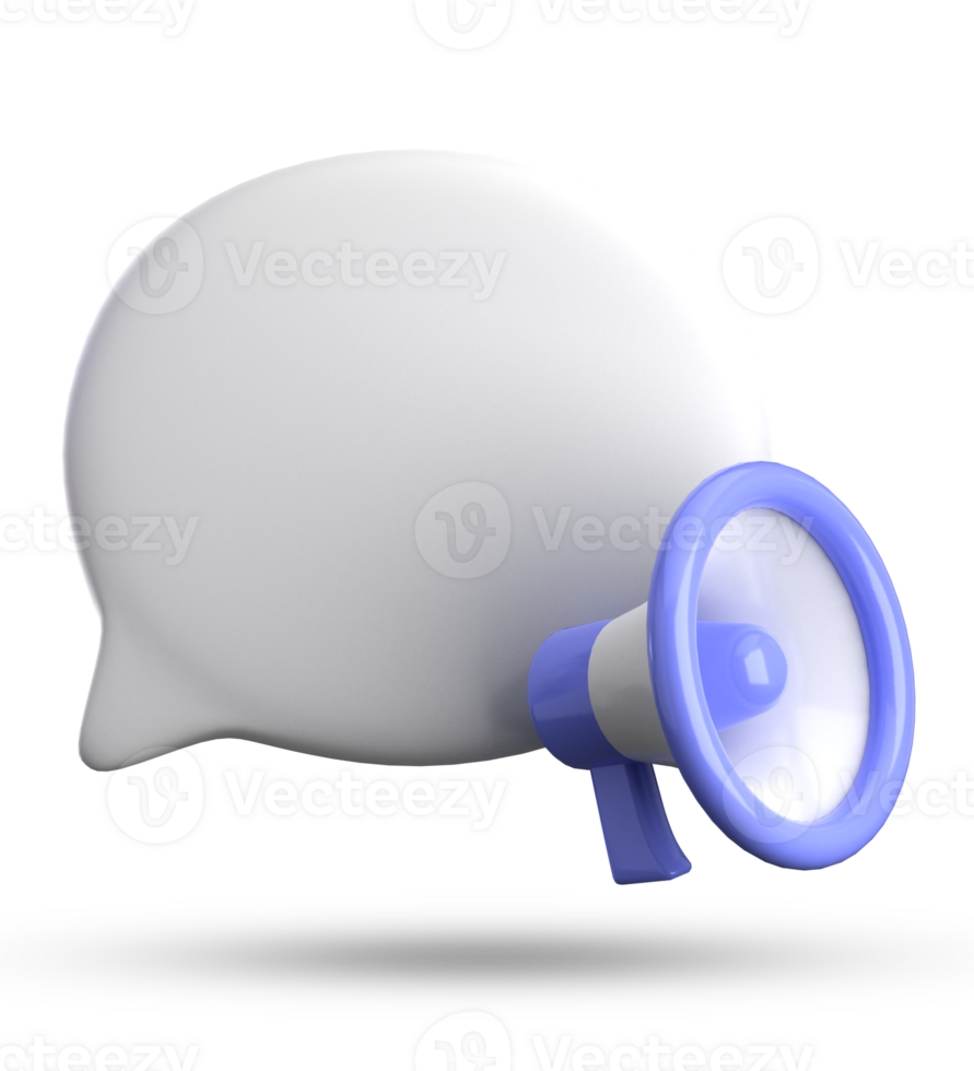 3d rendering of megaphone and speech bubble icons, 3D pastel chat icon set. png