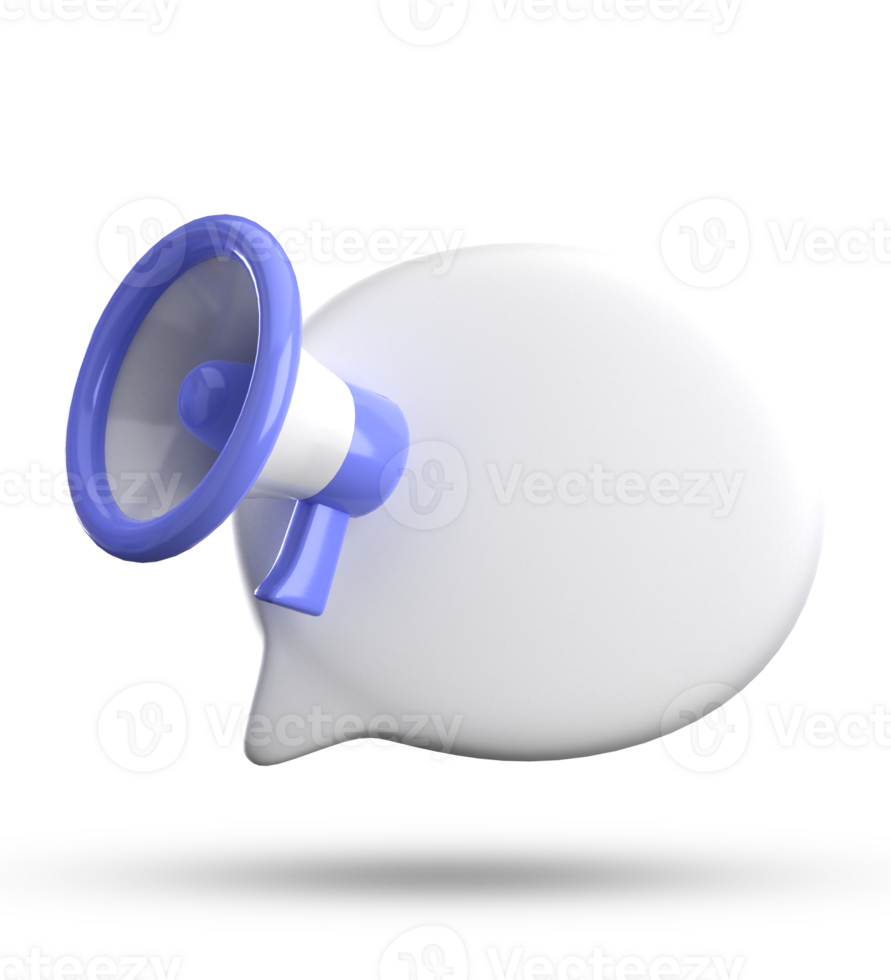 3d rendering of megaphone and speech bubble icons, 3D pastel chat icon set. png