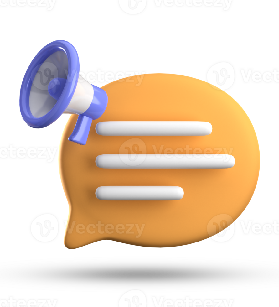 3d representación de megáfono y habla burbuja iconos, 3d pastel charla icono colocar. png