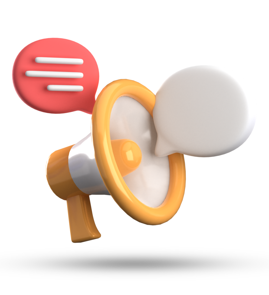 3d rendering of megaphone and speech bubble icons, 3D pastel chat icon set. png