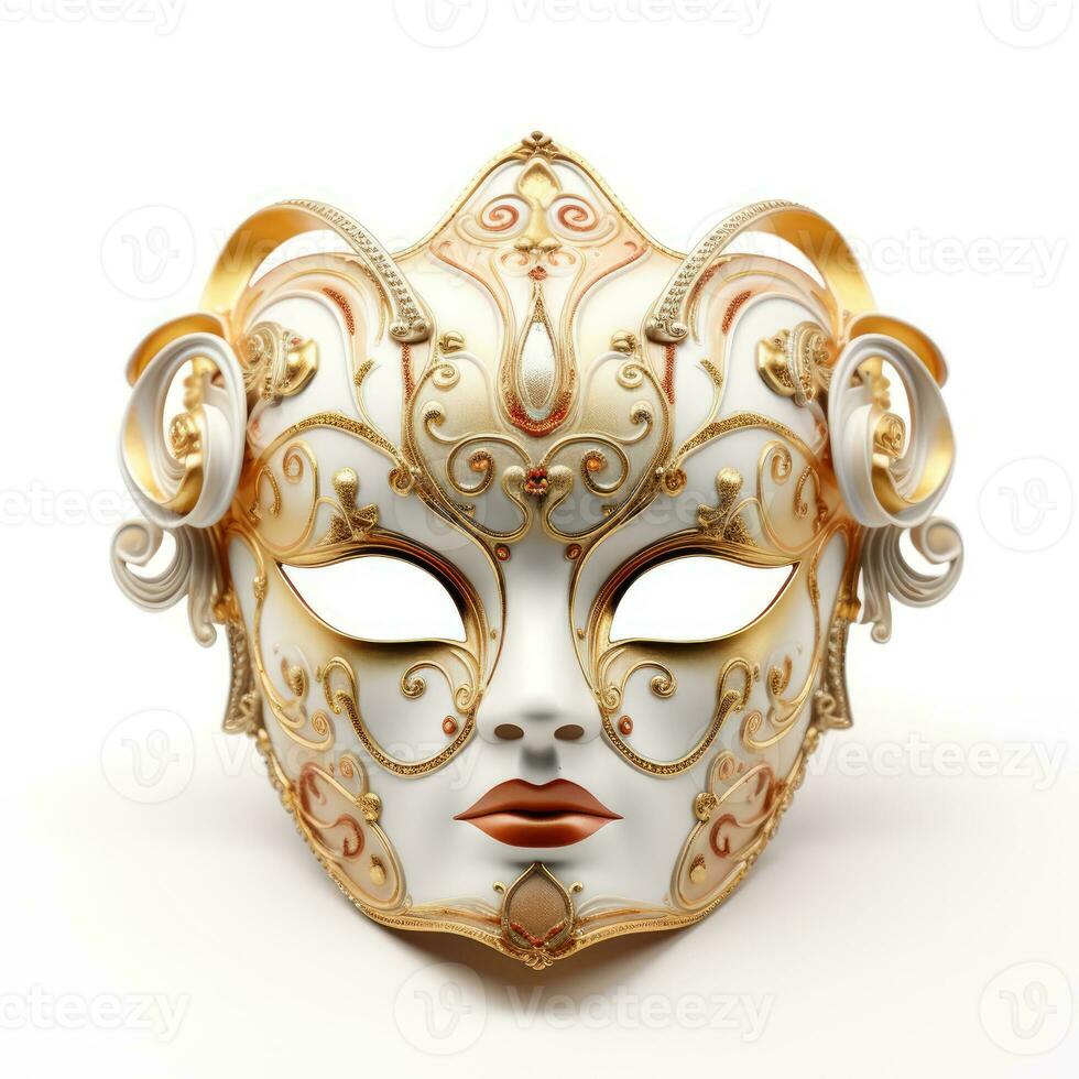 Venetian carnival mask isolated on white background masquerade one mask template for carnival in front view photo