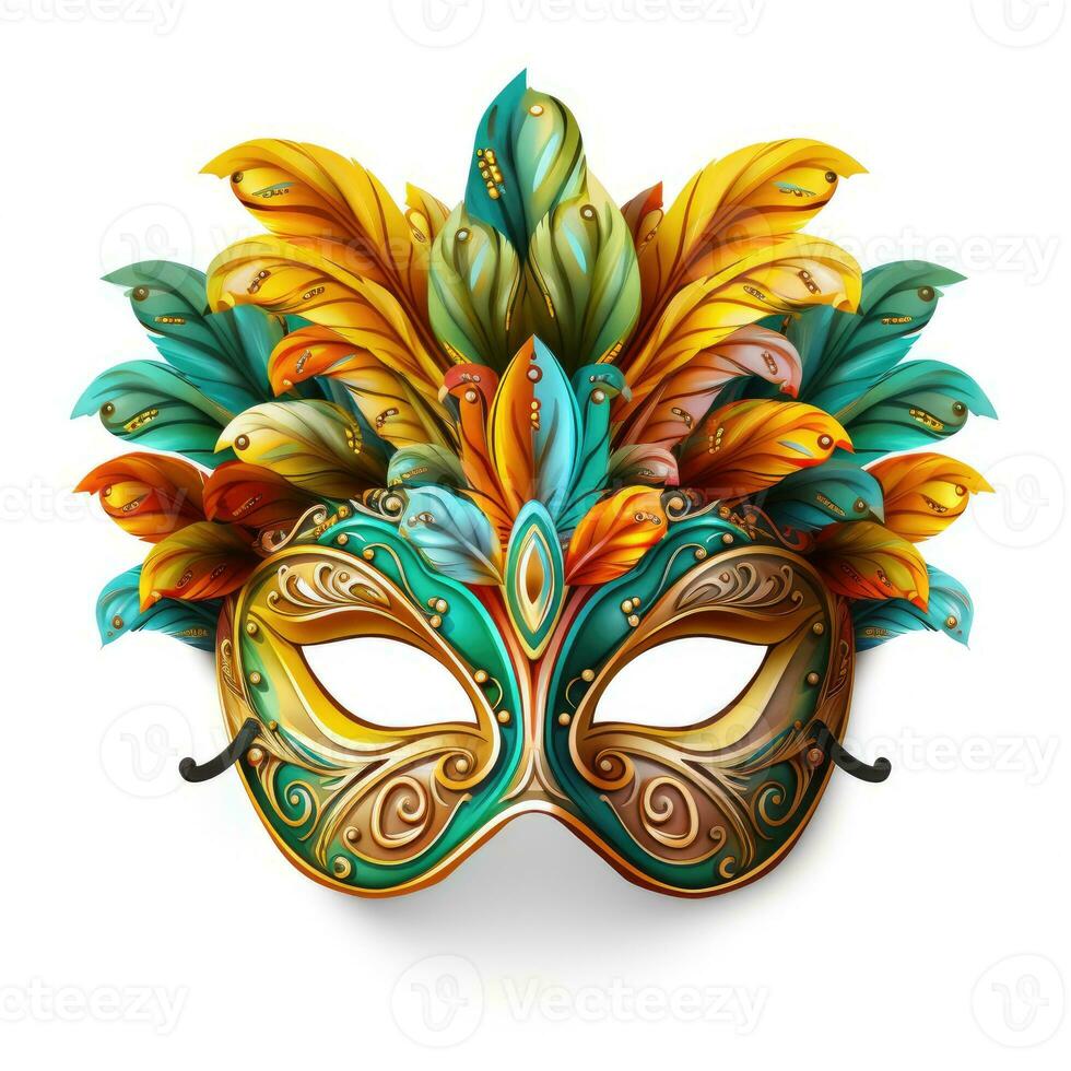 Venetian carnival mask isolated on white background masquerade one mask template for carnival in front view photo