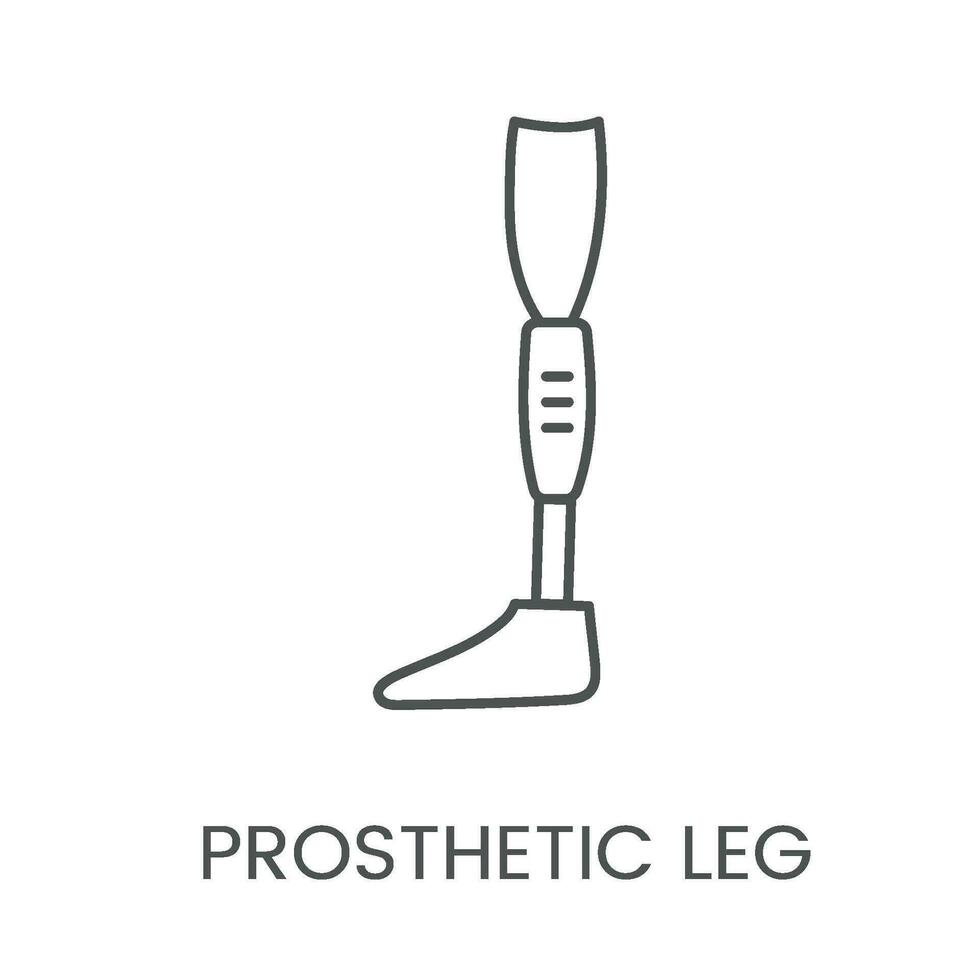 Leg prosthesis line vector icon