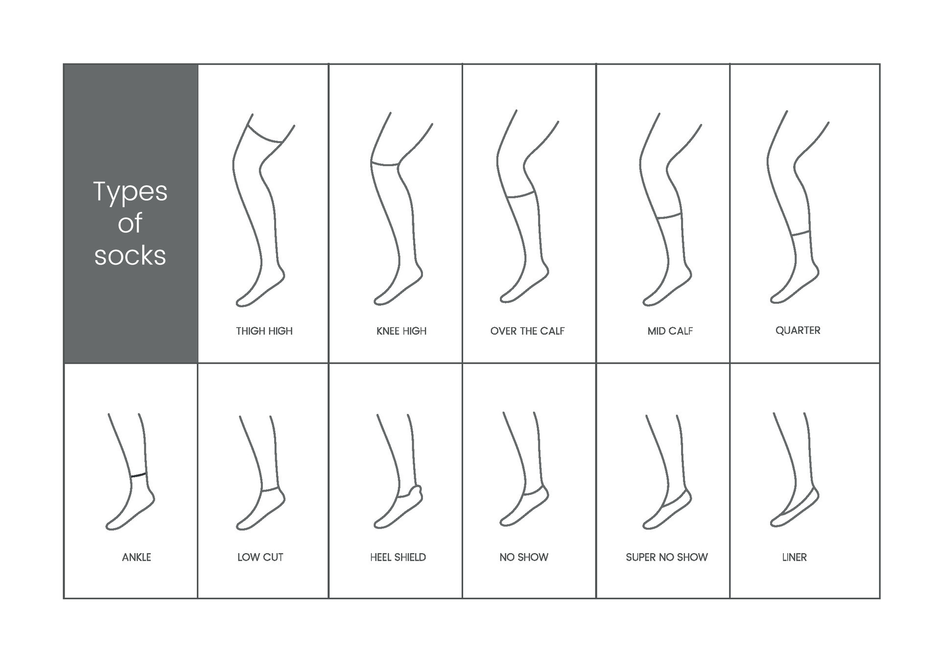 Types of socks cheap