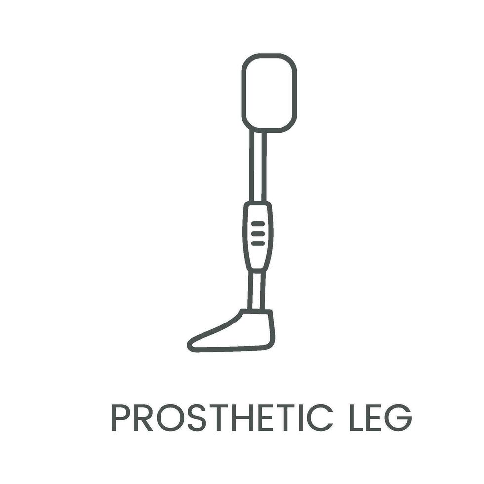 Leg prosthesis line vector icon