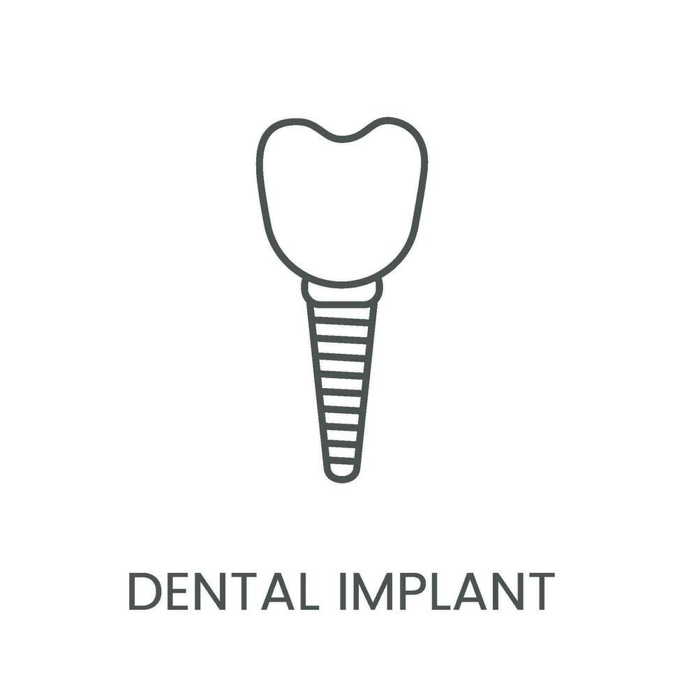 Vector linear icon dental implant. Illustration of prosthetics