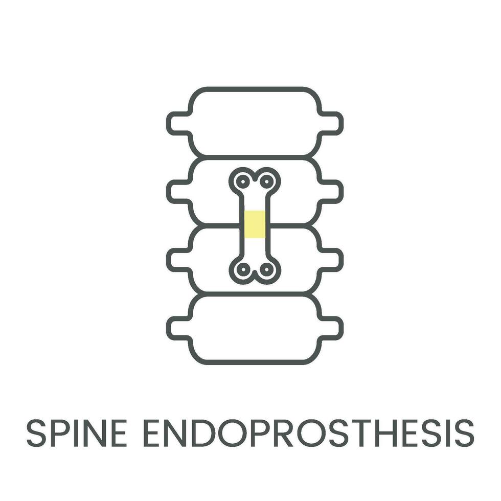 Vector linear icon spine endoprosthesis. Illustration of prosthetics