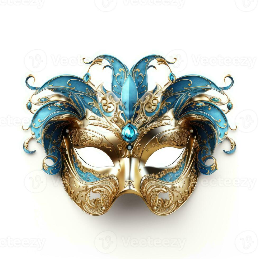 Venetian carnival mask isolated on white background masquerade one mask template for carnival in front view photo