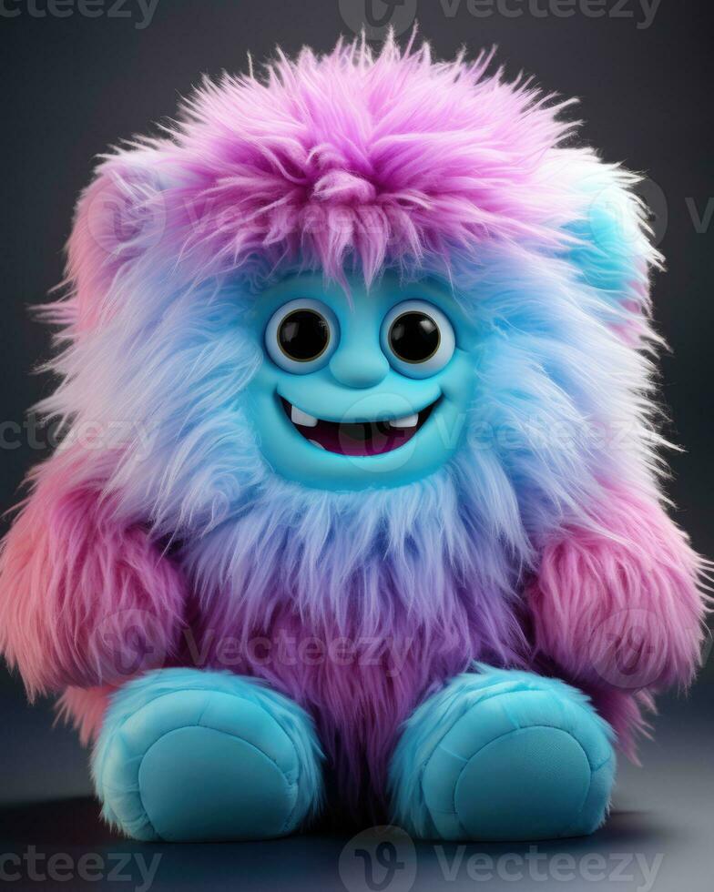 Colorful fluffy cute monster doll photo