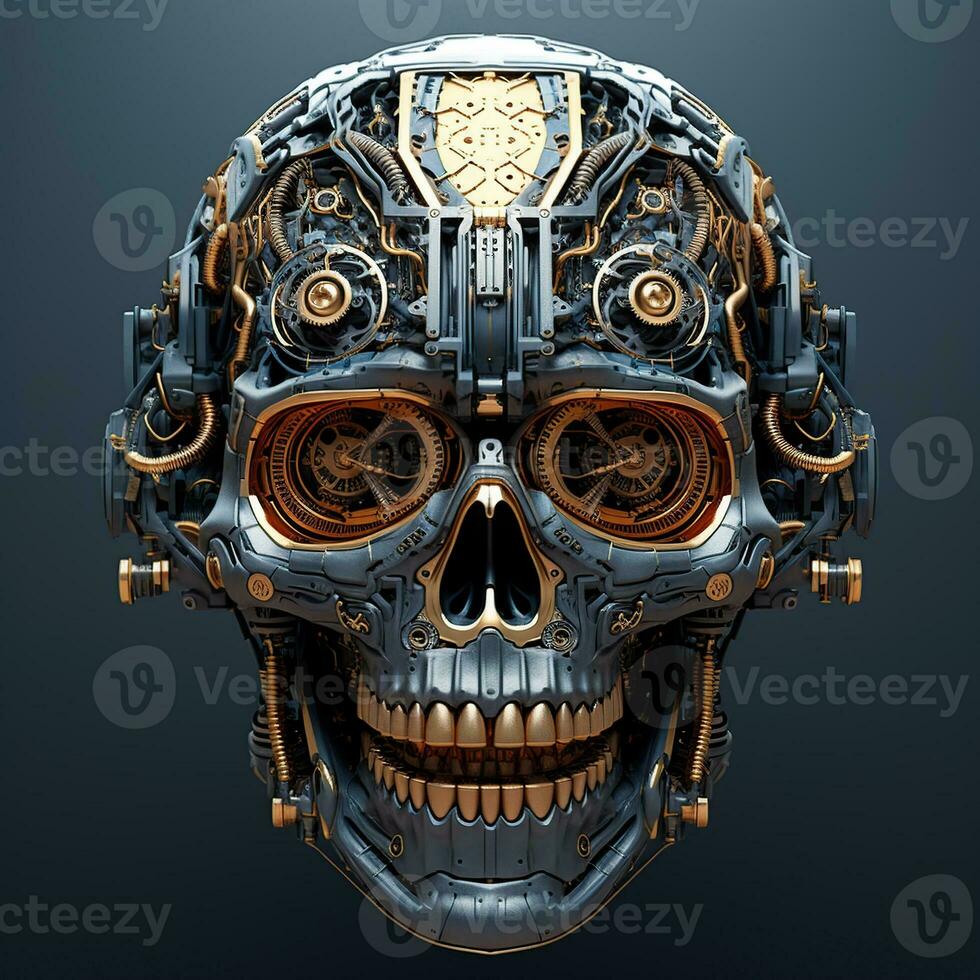 skull image with robotic texture photo