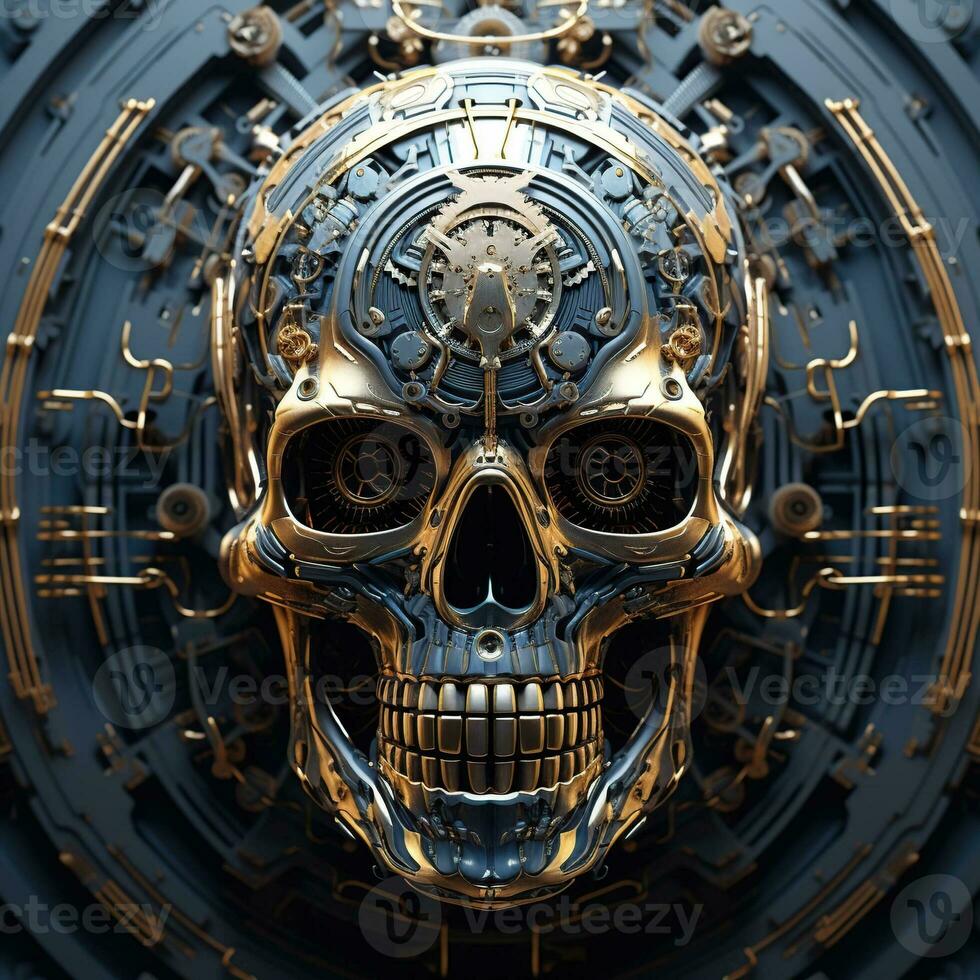skull image with robotic texture photo