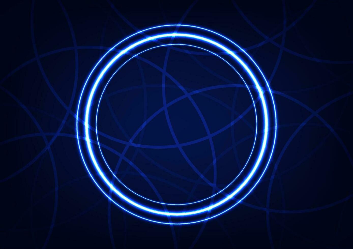 Blue circle digital technology modern design center neon light line background vector