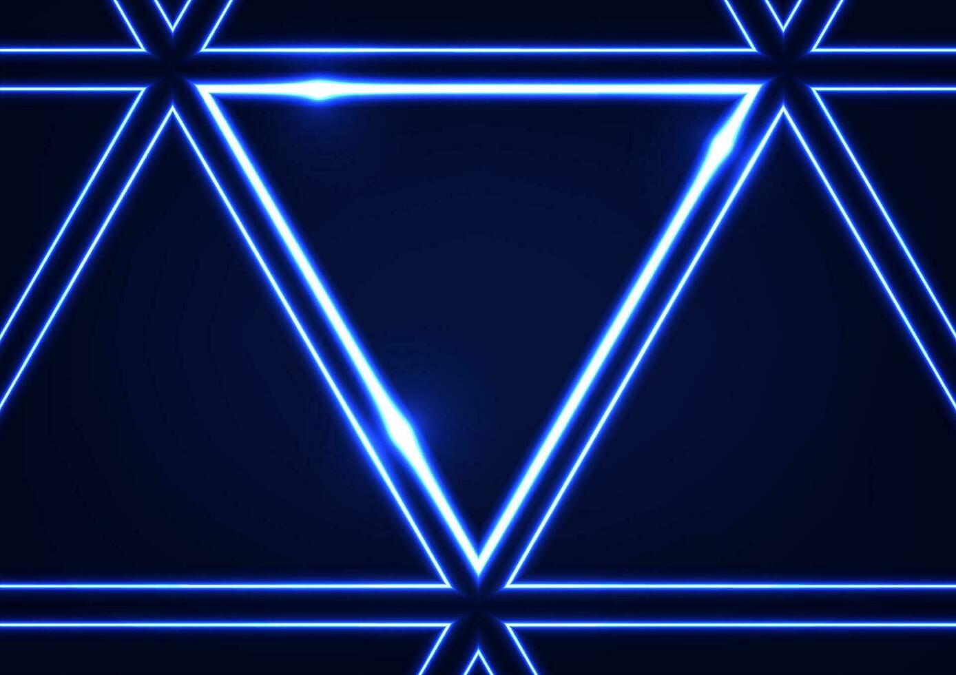 Abstract triangle digital neon light line laser blue dark presentation background vector