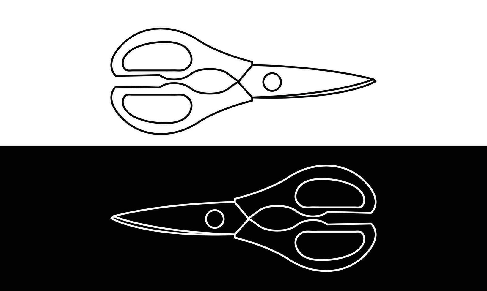 Scissor design on a black and white background. Line with Editable Stroke vector