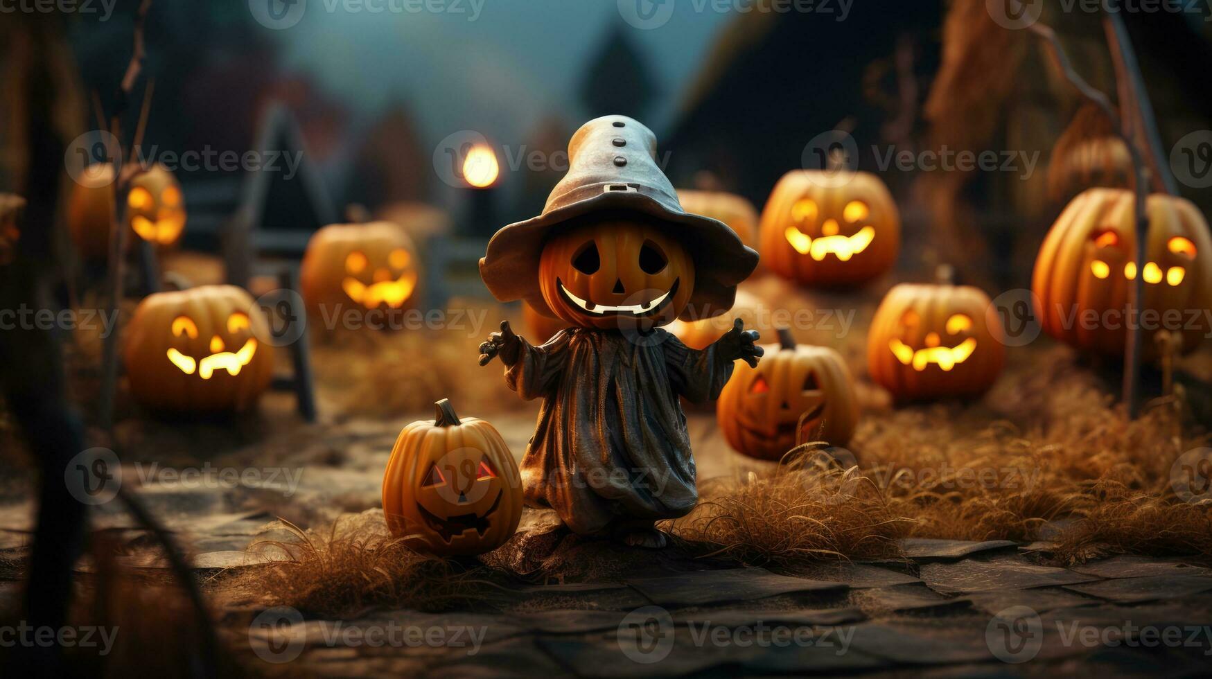 Cute halloween 3d character background photo illustration