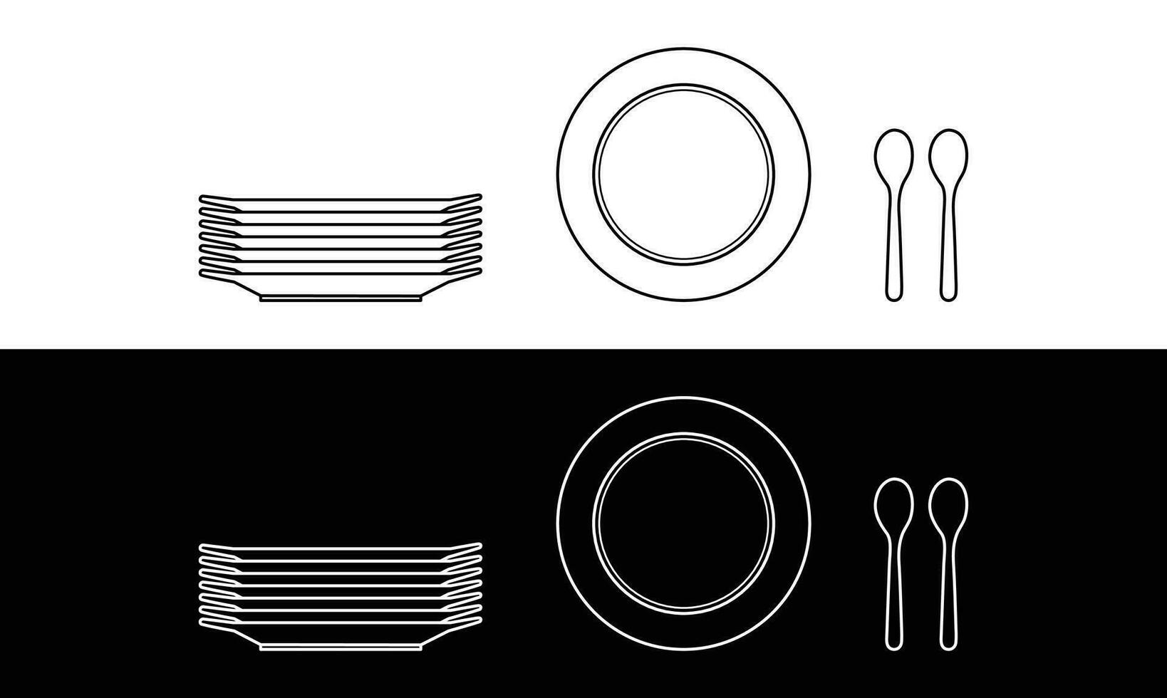 conjunto de plato y cuchara diseño vector