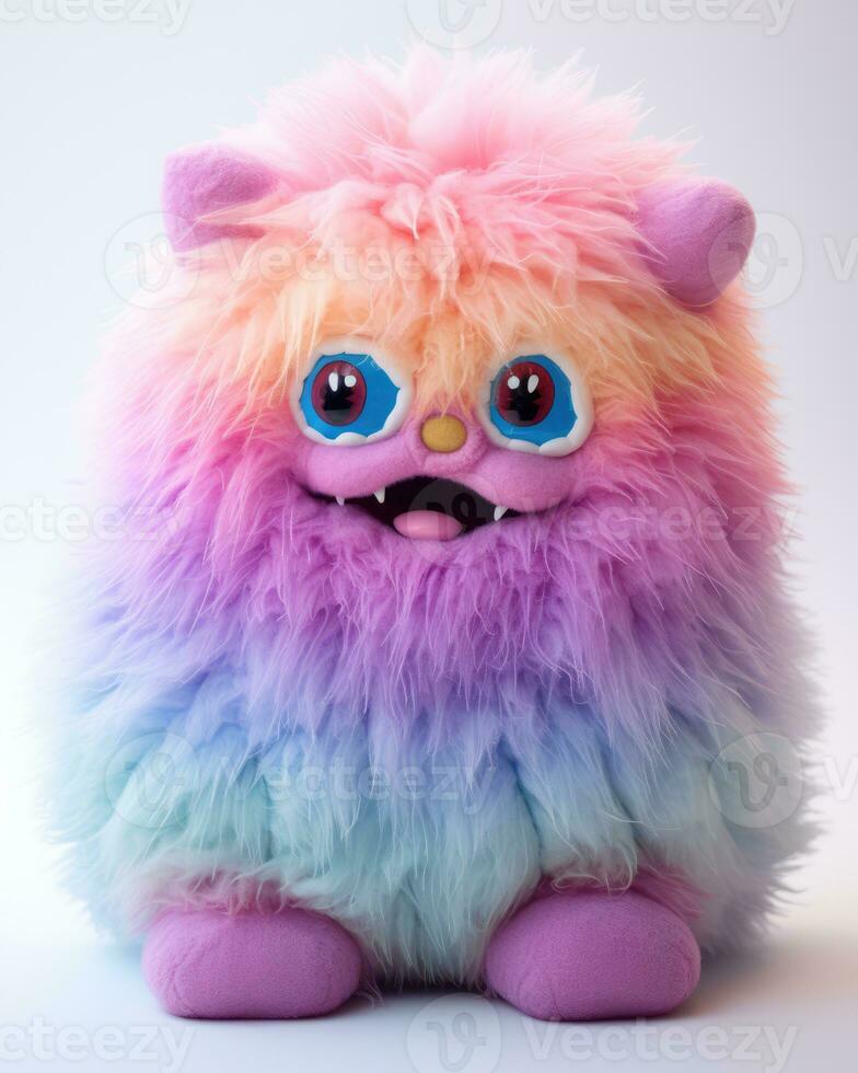 Colorful fluffy cute monster doll photo
