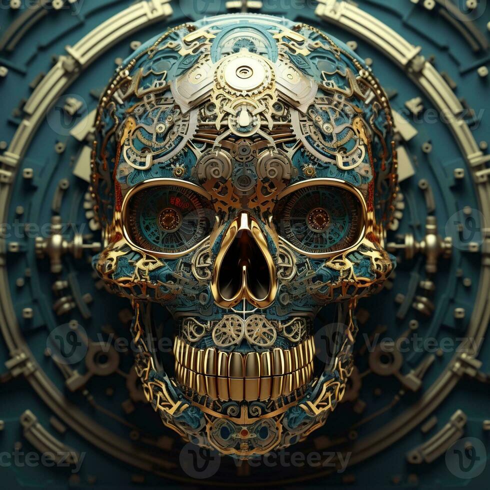 skull image with robotic texture photo