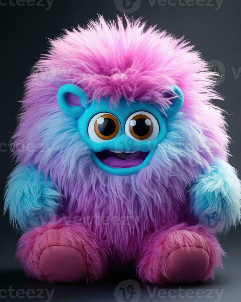 Colorful fluffy cute monster doll photo