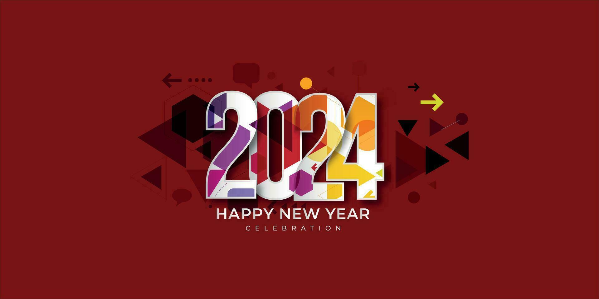 Simple and Clean Design Happy New Year 2024. Abstrac Background for Banners, Posters or Calendar. vector