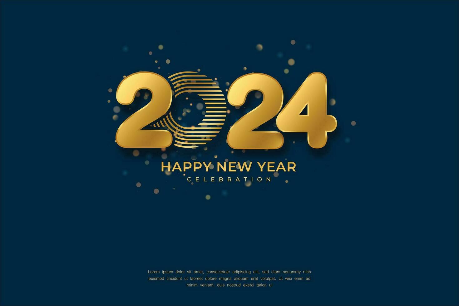 Simple and Clean Design Happy New Year 2024. Gold Numbers for Background for Banners, Posters or Calendar. vector