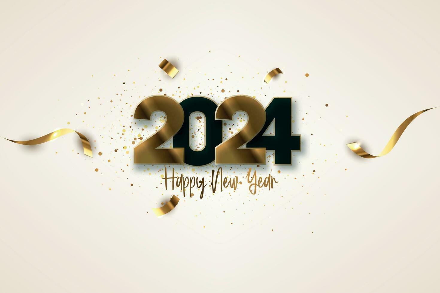 Simple and Clean Design Happy New Year 2024. Gold Numbers for Background for Banners, Posters or Calendar. vector