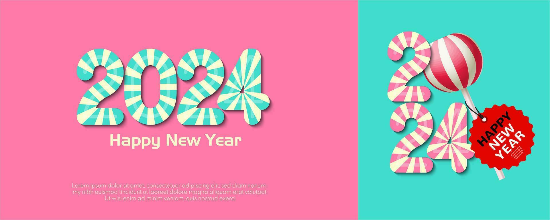 Happy New Year 2024. festive realistic decoration. Celebrate 2024 party vector