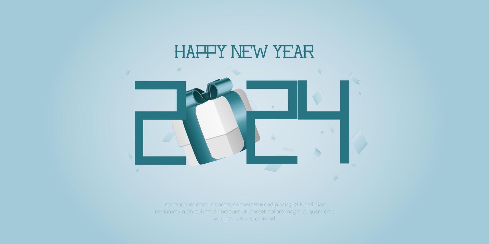 Happy New Year 2024. festive realistic decoration. Celebrate 2024 party vector