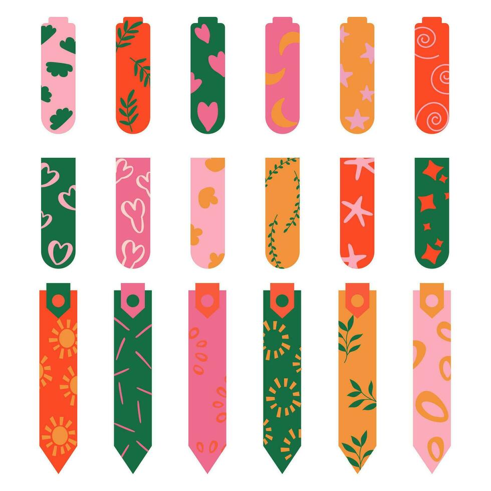 Template hand drawn cute bookmarks, stickers 29136371 Vector Art at