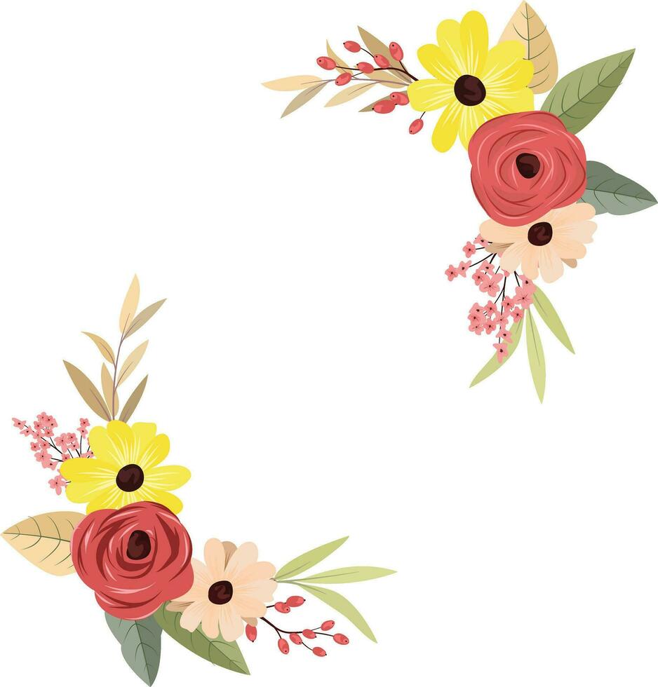 Elegant flower bouquet. roses and sunflowers on a white background. Illustrations for decorating cards and your other projects. vector