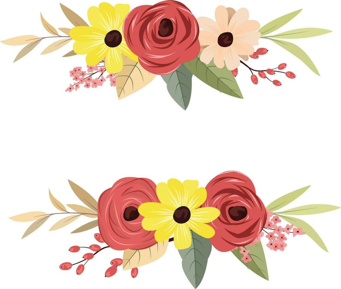 Elegant flower bouquet. roses and sunflowers on a white background. Illustrations for decorating cards and your other projects. vector