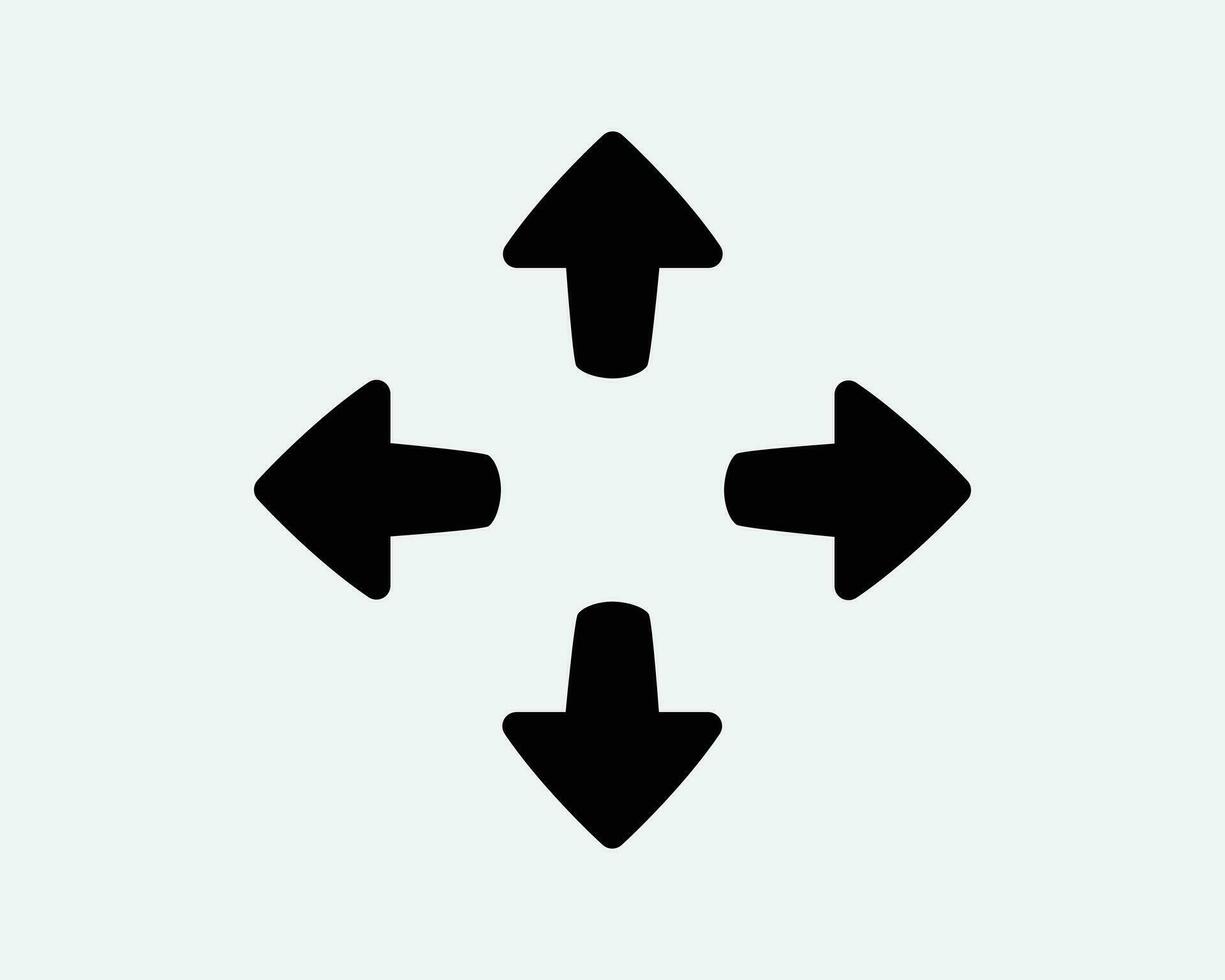 cuatro flechas señalando fuera icono enfocar en 4 4 camino flecha dirección centrar puntero negro blanco forma vector clipart gráfico ilustración obra de arte firmar símbolo