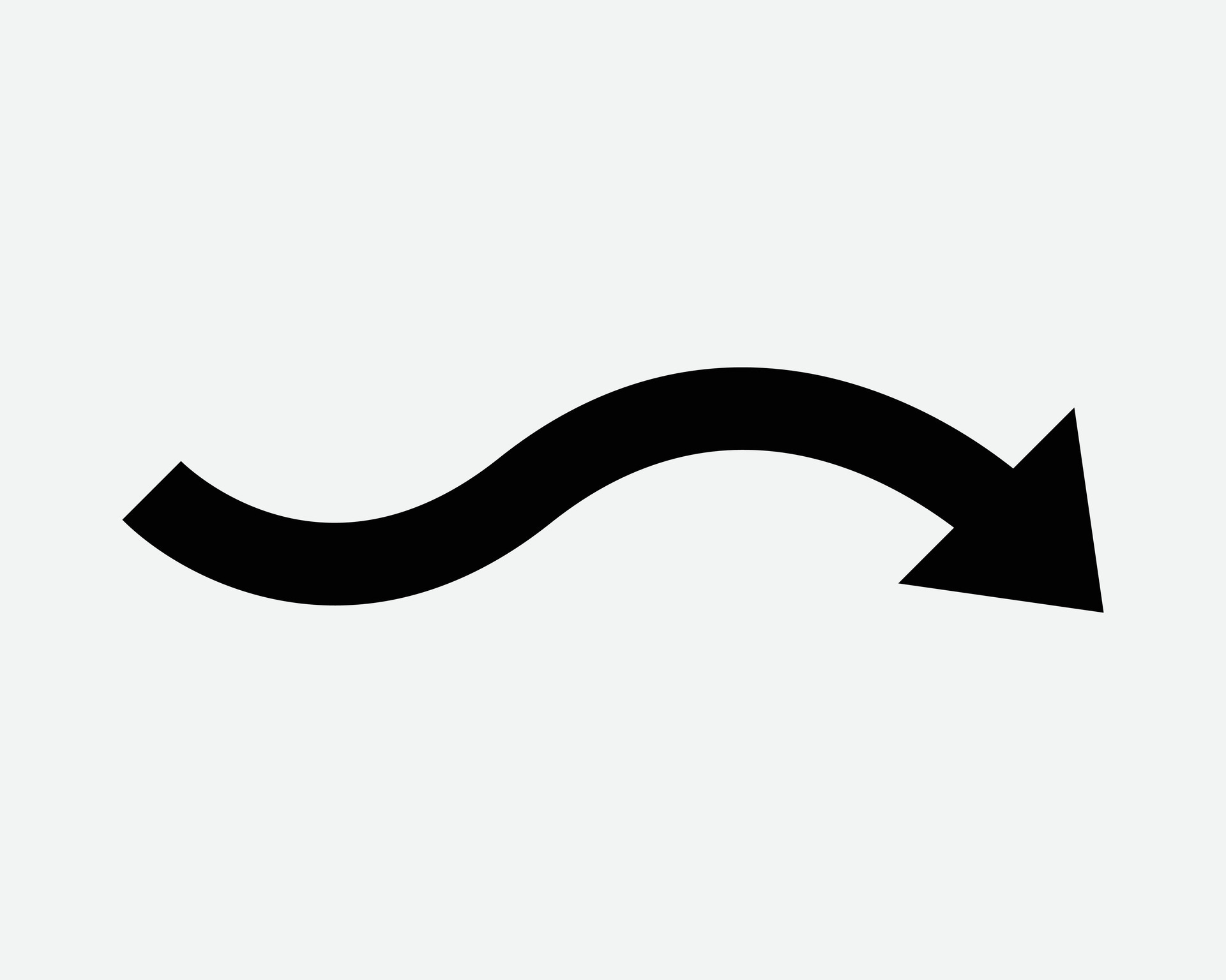 Wave Arrow Right Down Icon Point Pointer Navigation Path Wavy Curve