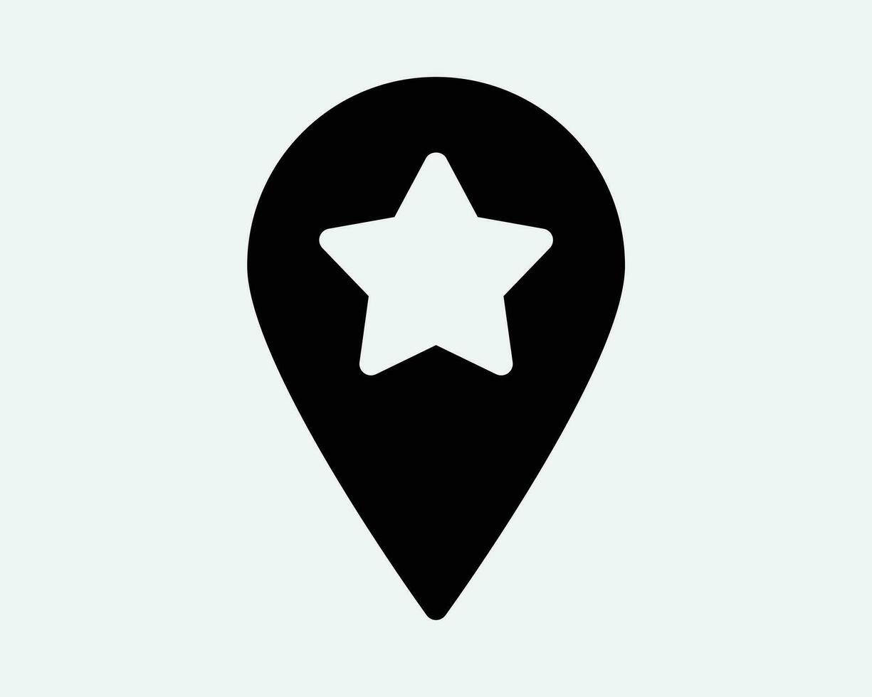 Location Pin Star Icon Favourite Saved Place Destination Map GPS Navigation Direction Position Travel Trip Point Mark Button Black Vector Symbol Sign