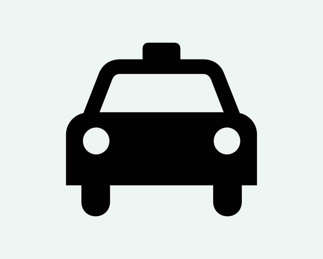 Taxi Icon Cab Car Passenger Public Transport Road Transportation Travel Trip Frontal Front View Approach Black Silhouette Shape Vector Sign Symbol