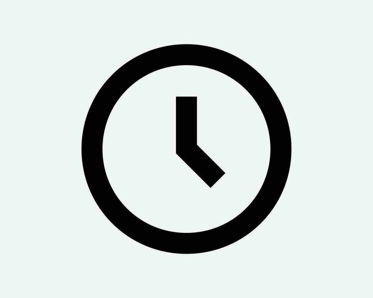 Round Clock Icon Time Watch Countdown Alarm Timer Deadline Circle Dial Black White Outline Shape Vector Clipart Illustration Artwork Sign Symbol