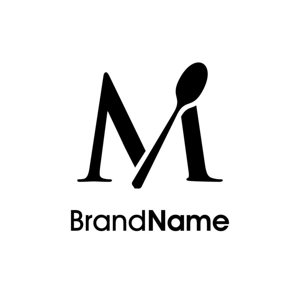 Luxury Initial M Spoon Logo vector
