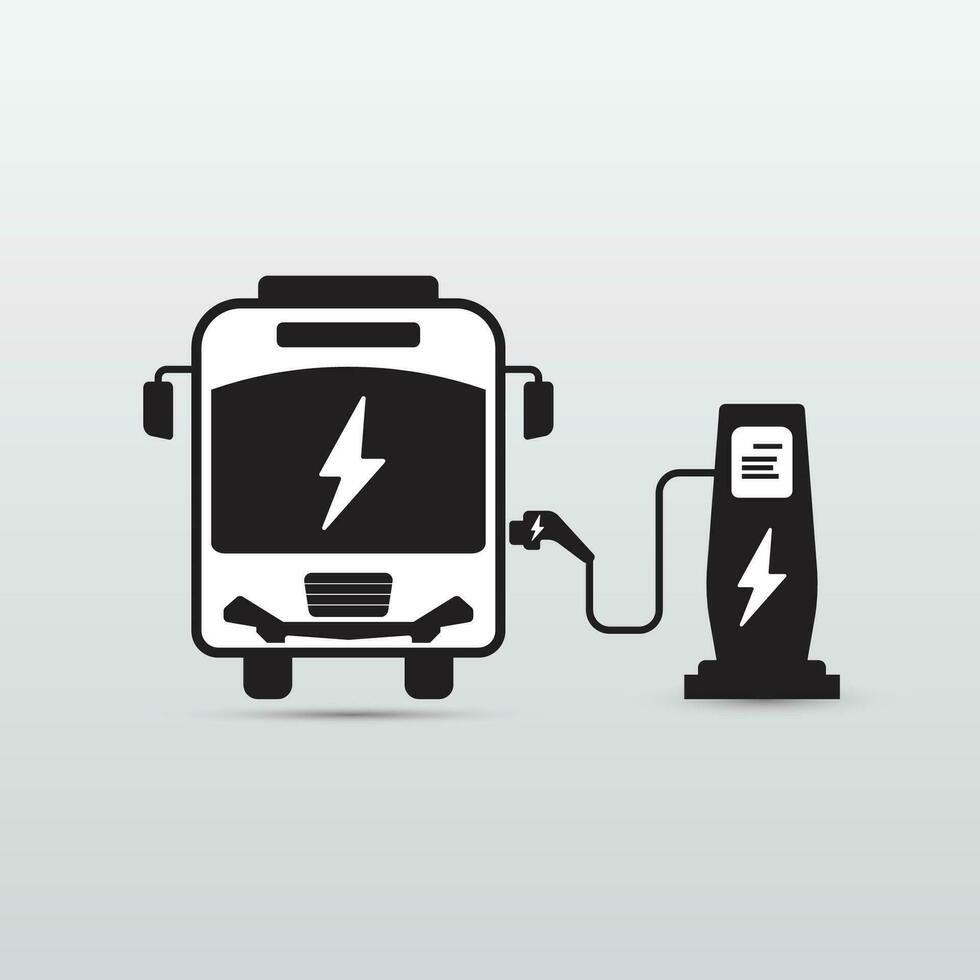 electric bus icon and charging station in a modern and simple style. vector illustration