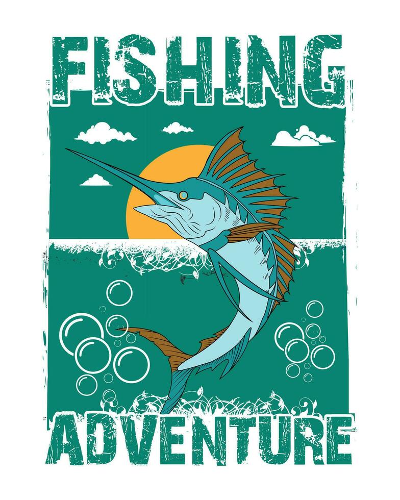 diseño de camiseta de pesca vector